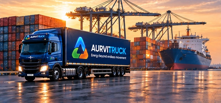 Movezle truck, aircraft and cargo ship on a connected highway