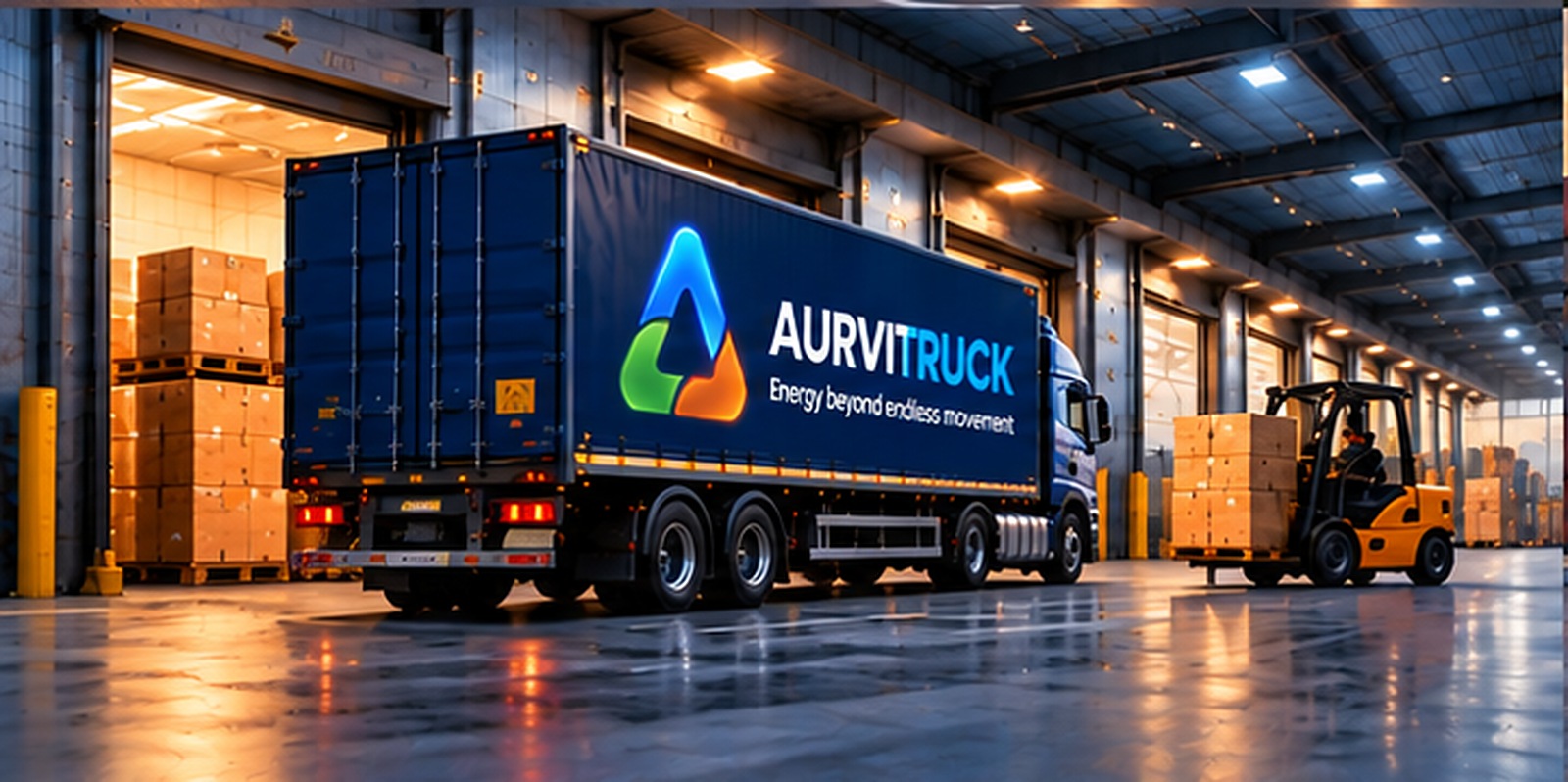 AURVITRUCK truck at a warehouse dock
