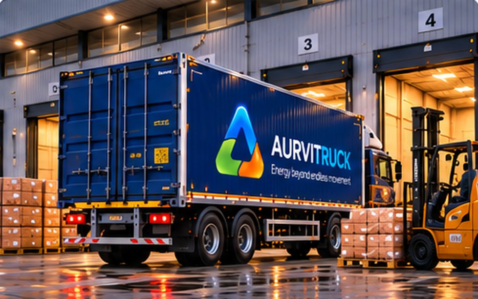 AURVITRUCK trailer at a warehouse loading dock